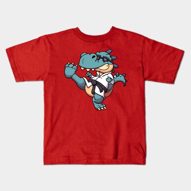 Karate Tyrannosaurus Rex Kids T-Shirt by TheMaskedTooner